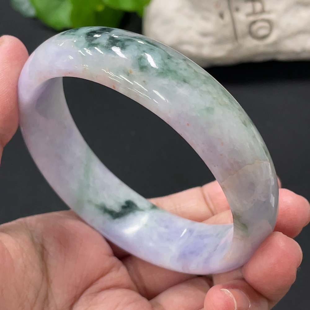 F32821223 Jadeite Regular Round Bangle, Total Weight Approx. 80.1g, Size 62.6, Containing Other Mineral Components