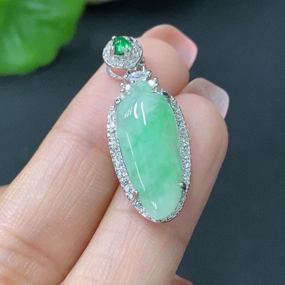 F27116405 Jadeite Inlaid Blessing Melon Pendant Non-Gold Matching Beads Non-Grade A Total Weight Approx. 2.69g
