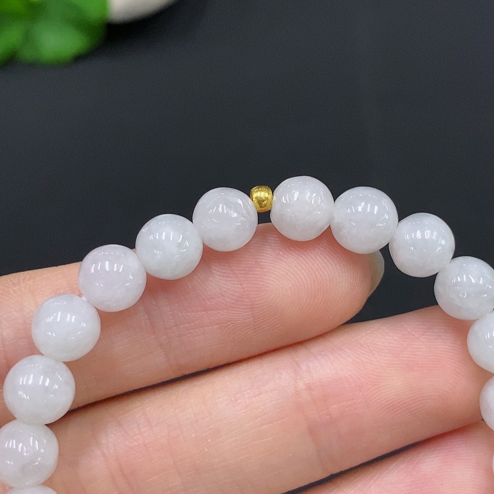 F29337070 Jadeite Bracelet 99% Gold Content Approximately 7mm Beads Total Weight About 15.1g Non-Jadeite Beads Included