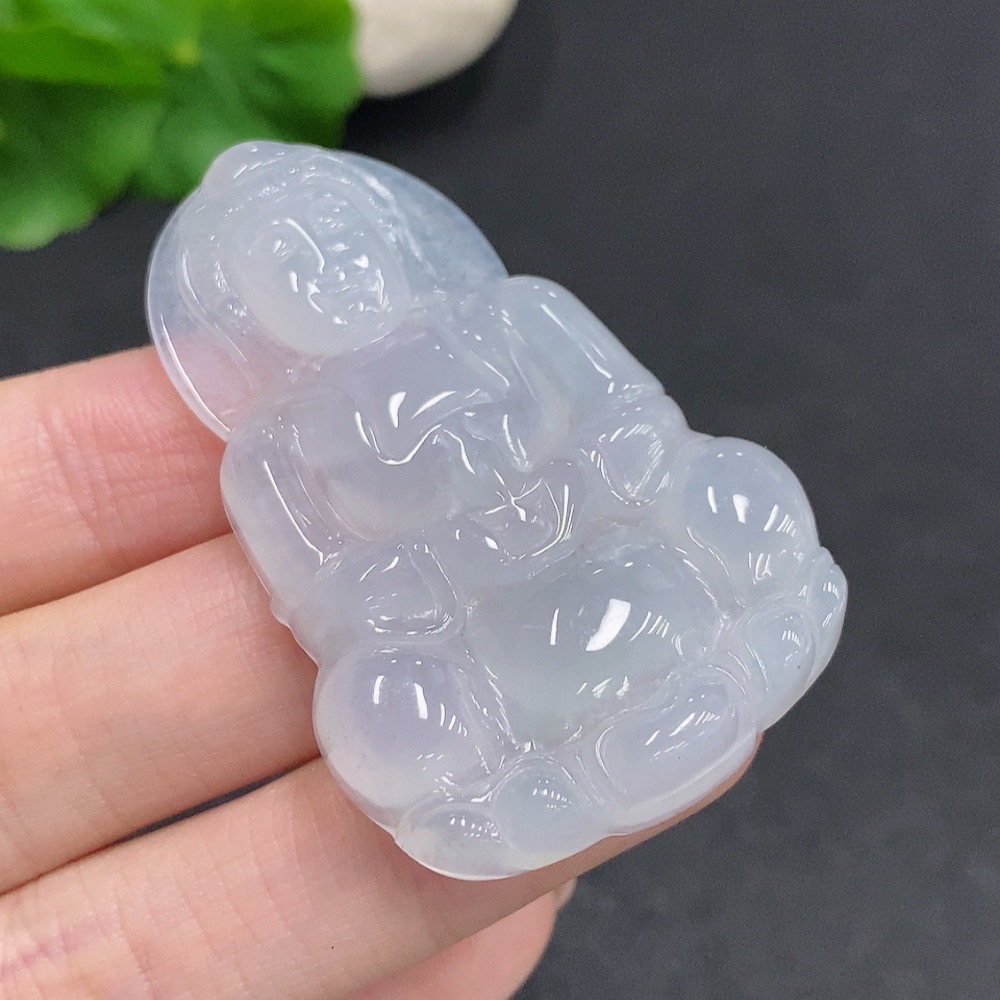 F34060271 Jadeite Guanyin Pendant No Inscription Surface Gold Content 73% Total Weight Approx. 19.2g