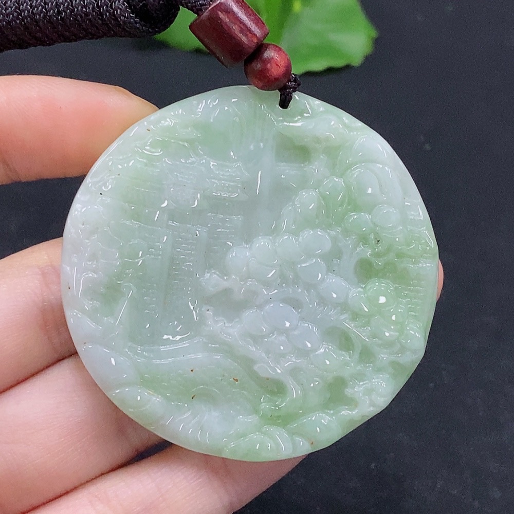 F31683090 Jadeite Landscape Pendant Total Weight Approximately 33.8g