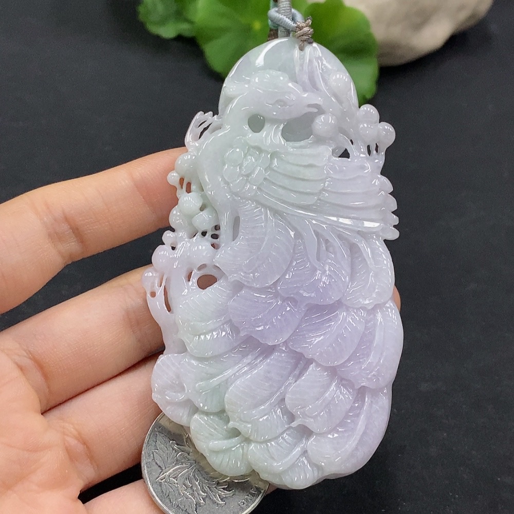 F31604061 Jadeite Phoenix Pendant Total weight approximately 53.52g