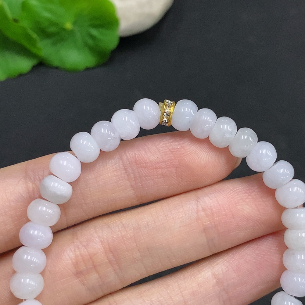 F34967555 Jadeite Beaded Necklace Approx.6.8mm Non-Gold Total Weight Approx.17.6g