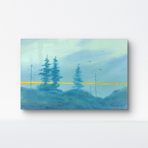 P41947872 梁鑫《一道光》布面油画 仅有内框 约20*30cm