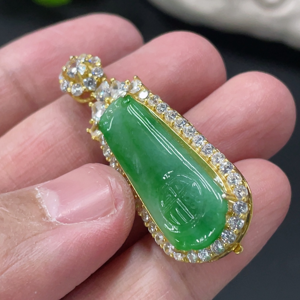 F32754760 Jadeite Inlay Piece Non-Gold Inlay Total Weight Approx. 7.22g