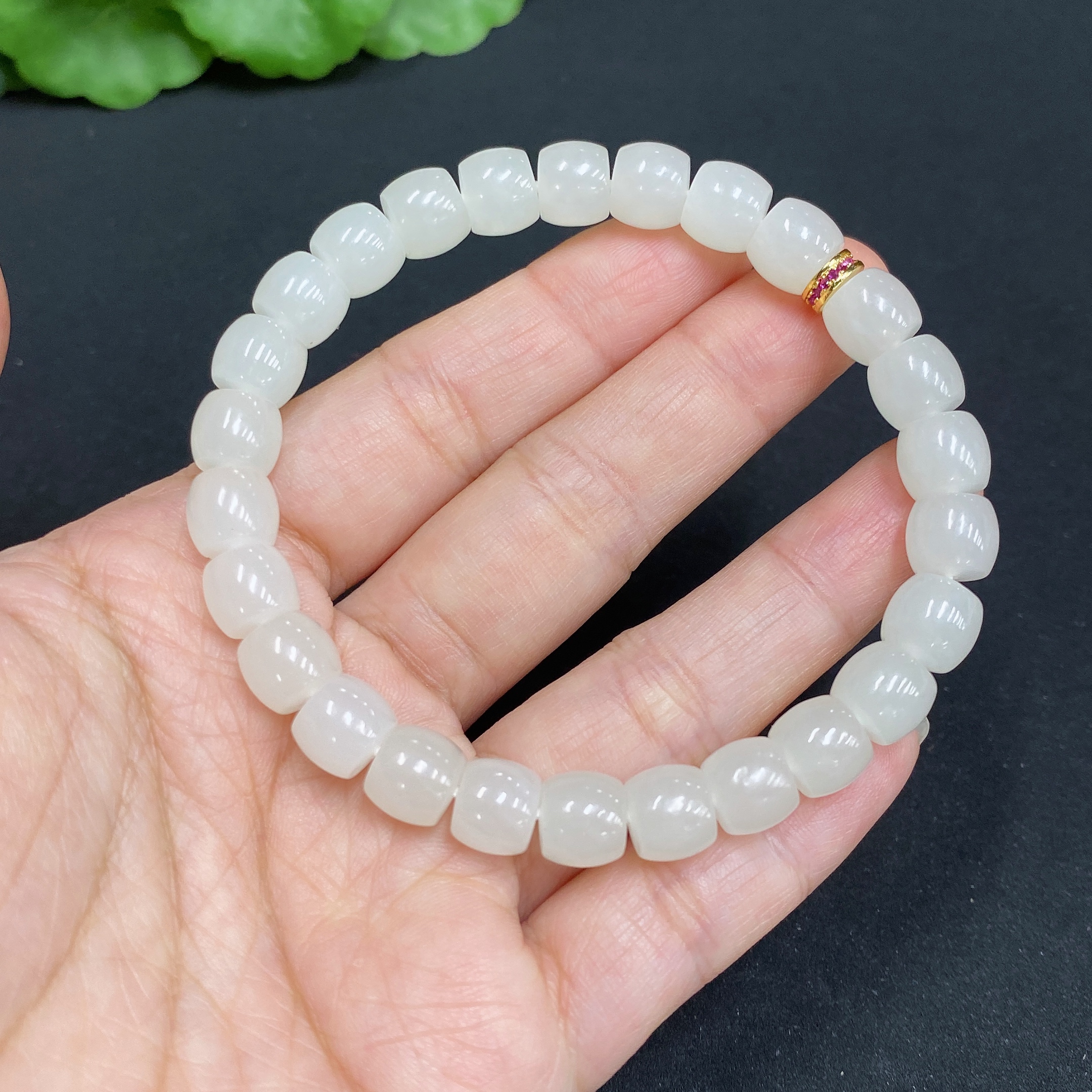 H34986382 Hetian Jade Bracelet Approx. 7.8mm Non-Gold Total Weight Approx. 22.6g