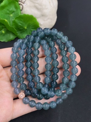 F41933094 翡翠珠链 非金 货品总重量约56.8克 卡6.8mm左右