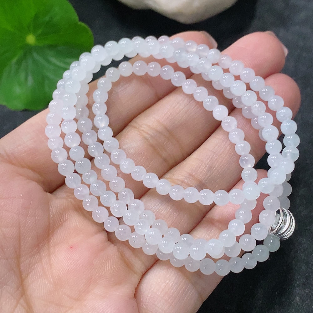 F34030326 Jadeite Beaded Necklace Approx. 3.6mm Total Weight Approx. 14.37g Non-Gold