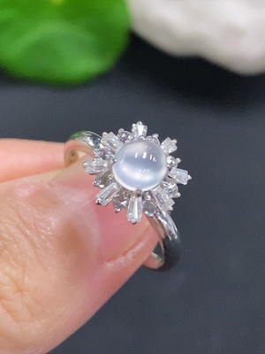 F33906130 Jadeite cabochon inlaid ring (37% gold content) size 13 total weight approx. 2.3g (non-diamond)