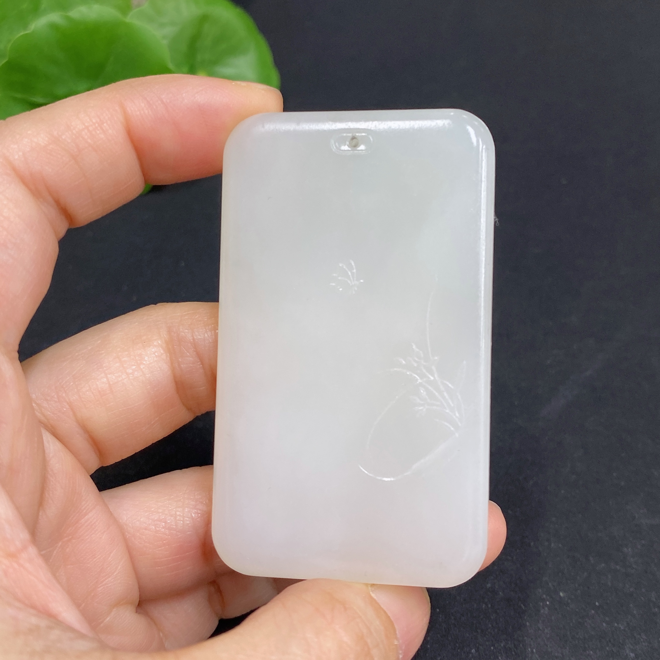 H31641125 Hetian Jade Pendant Orchid Total Weight Approx. 46g