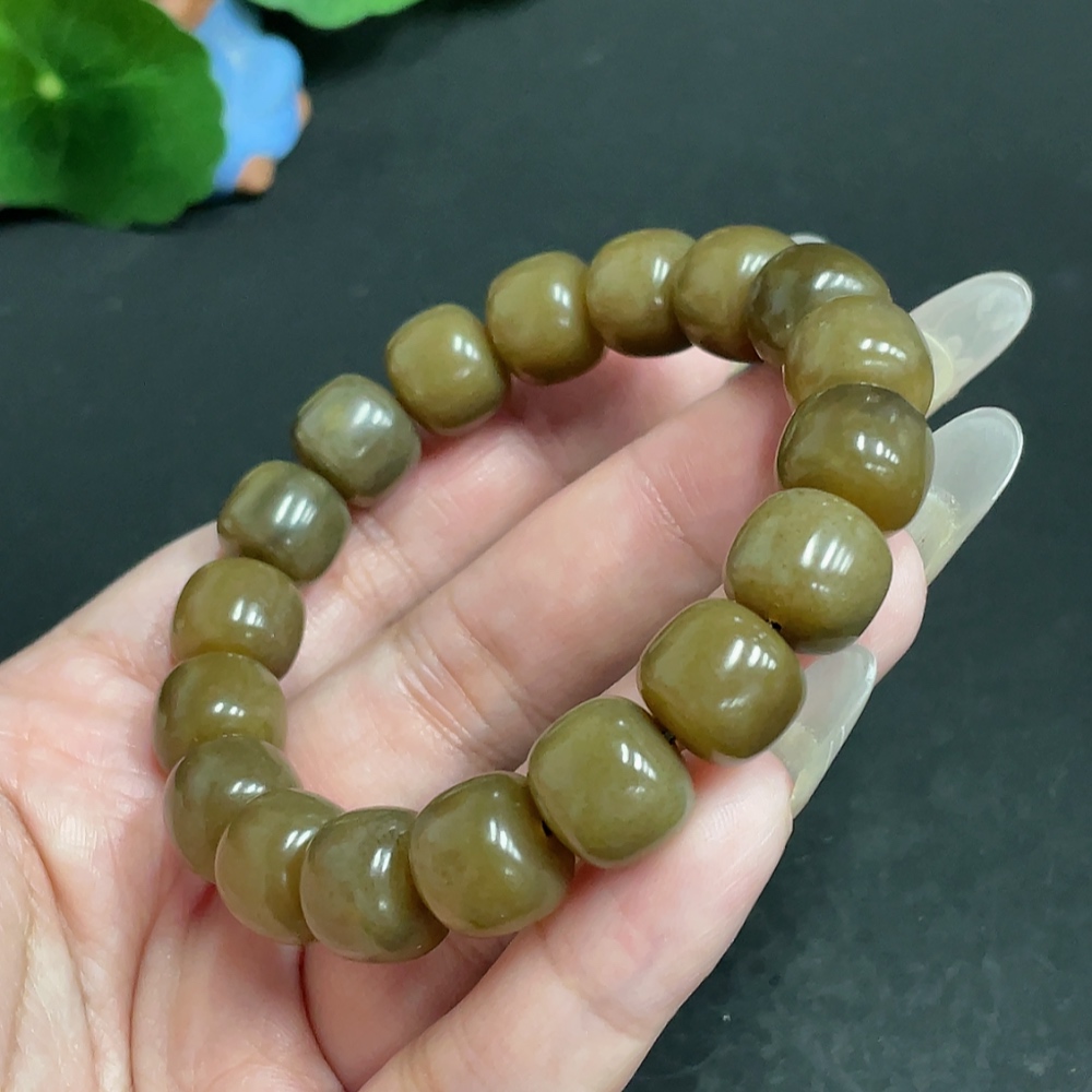 H28244218 Hetian Jade Bracelet, Approx. 11.7mm Beads, Total Weight Approx. 50.9g