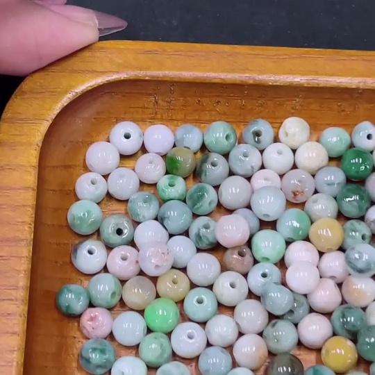 F34958290 Jadeite Beads Sell as a Lot, Total Weight with Bag Approx. 56.3g (Yellow Color Origin Undetermined)