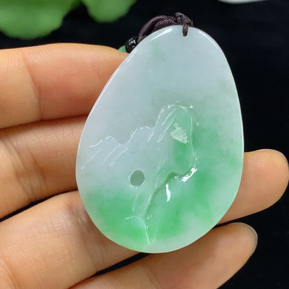 F34024625 Jadeite Pendant with Non-Grade A Beads and Rope, Total Weight Approx. 20.99g