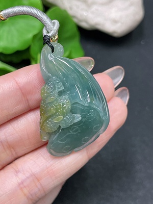 F34020448 Jadeite Lotus Pod Pendant Total Weight Approx. 19.6g (Including Rope Weight)