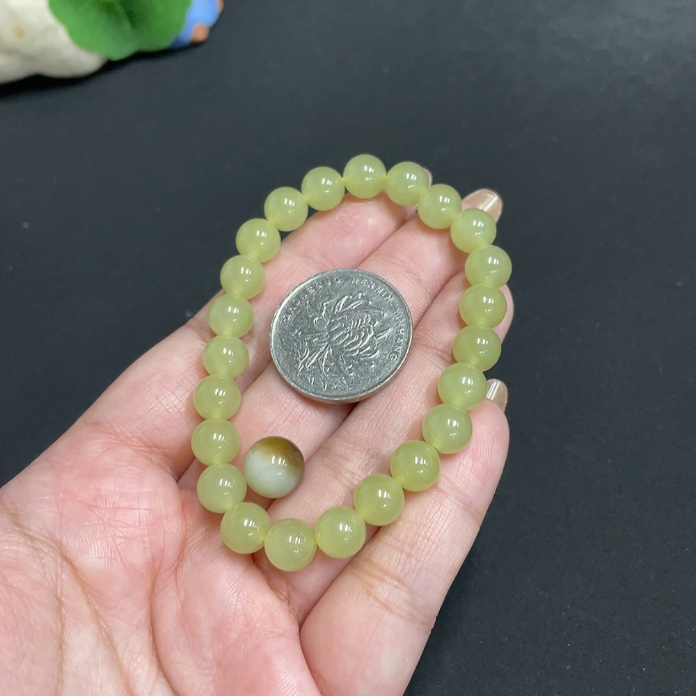 H31677168 Hetian Jade Bracelet Loose Beads Approx. 7.8 mm Total Weight About 19.3g