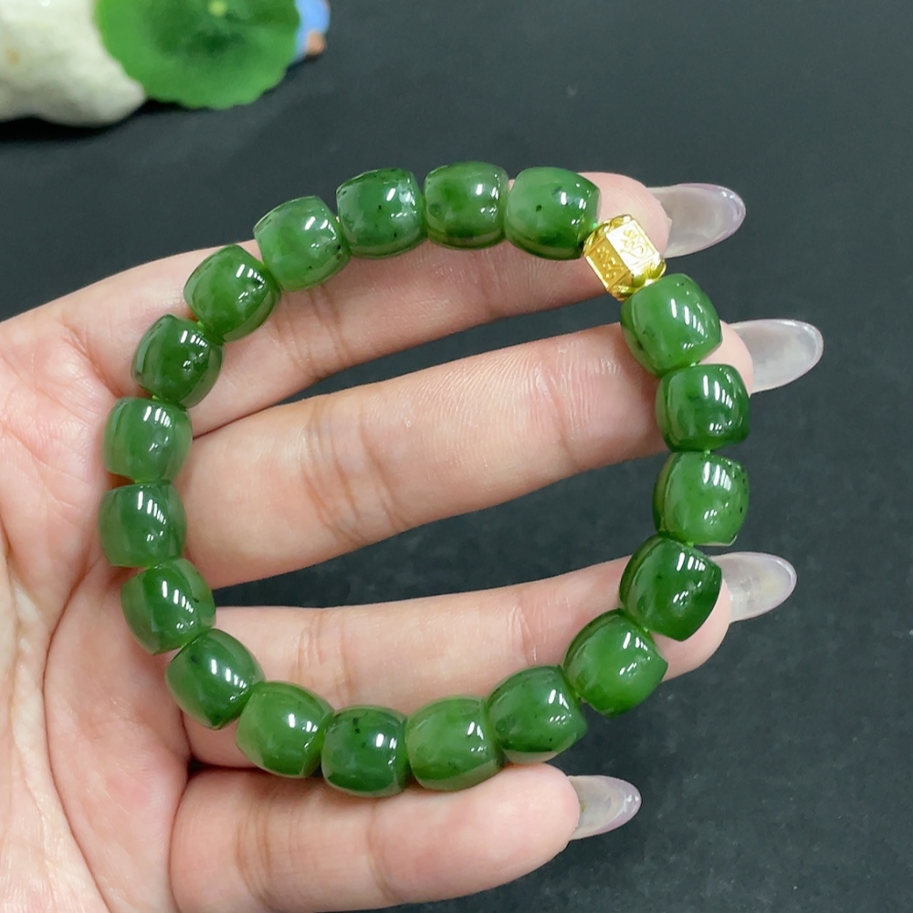 H34957206 Hetian Jade Bracelet, Approx. 9.8mm, Total Weight Approx. 35.3g, Non-Gold