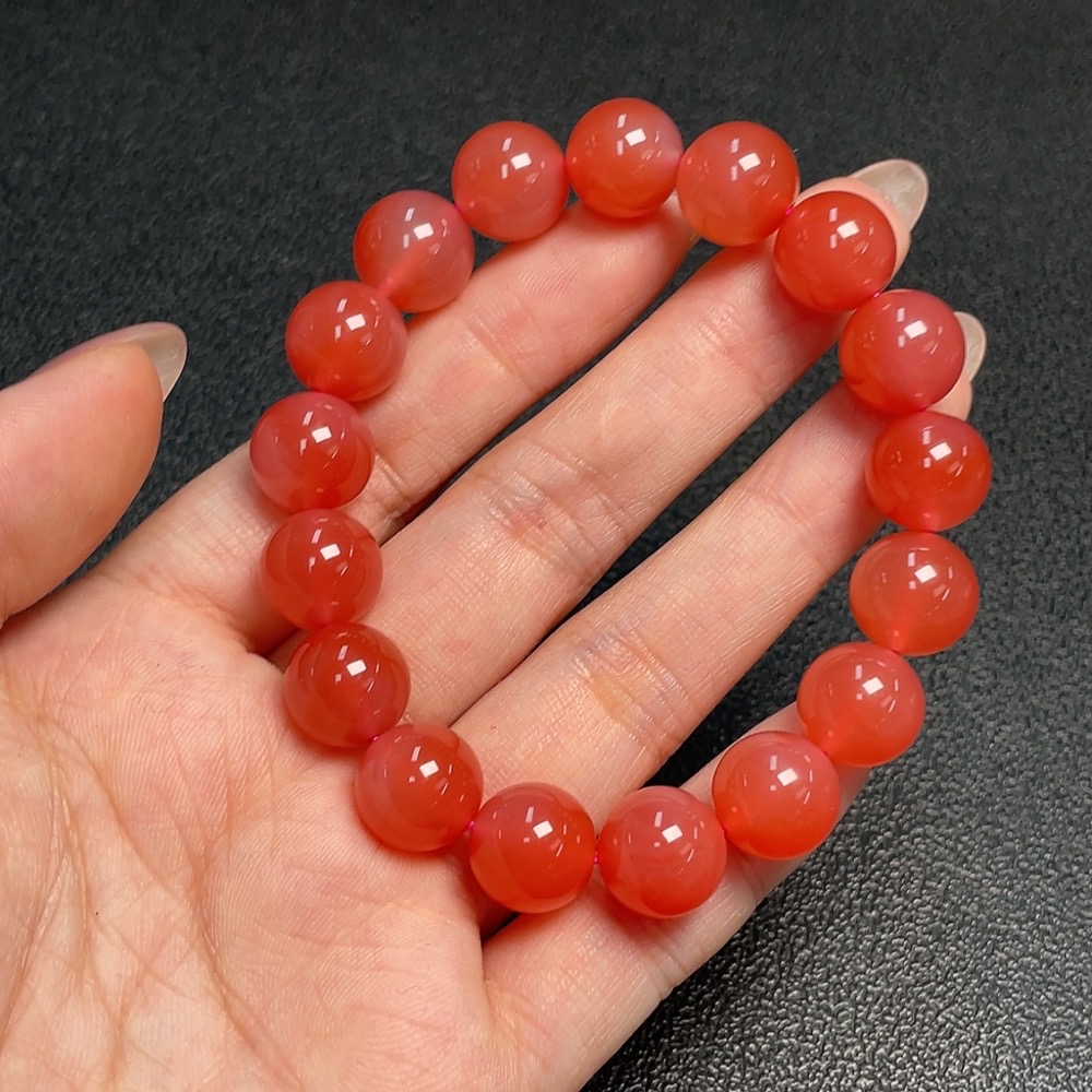 C33921071 South Red Agate Bead Bracelet, Total Weight Approx. 36.93g, Size About 11.5mm