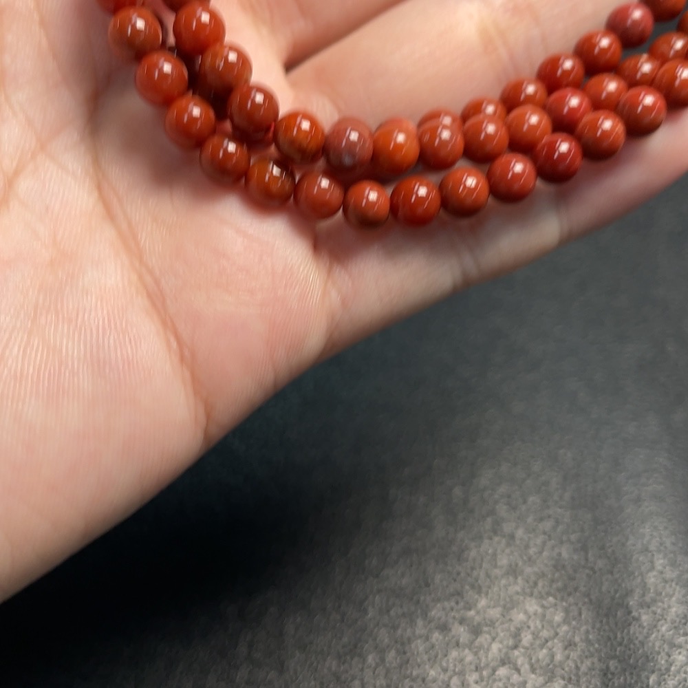 C34992298 South Red Agate Bead Strand with Visible Organic Matter, Total Weight Approx. 27.13g, Size Approx. 5.2mm