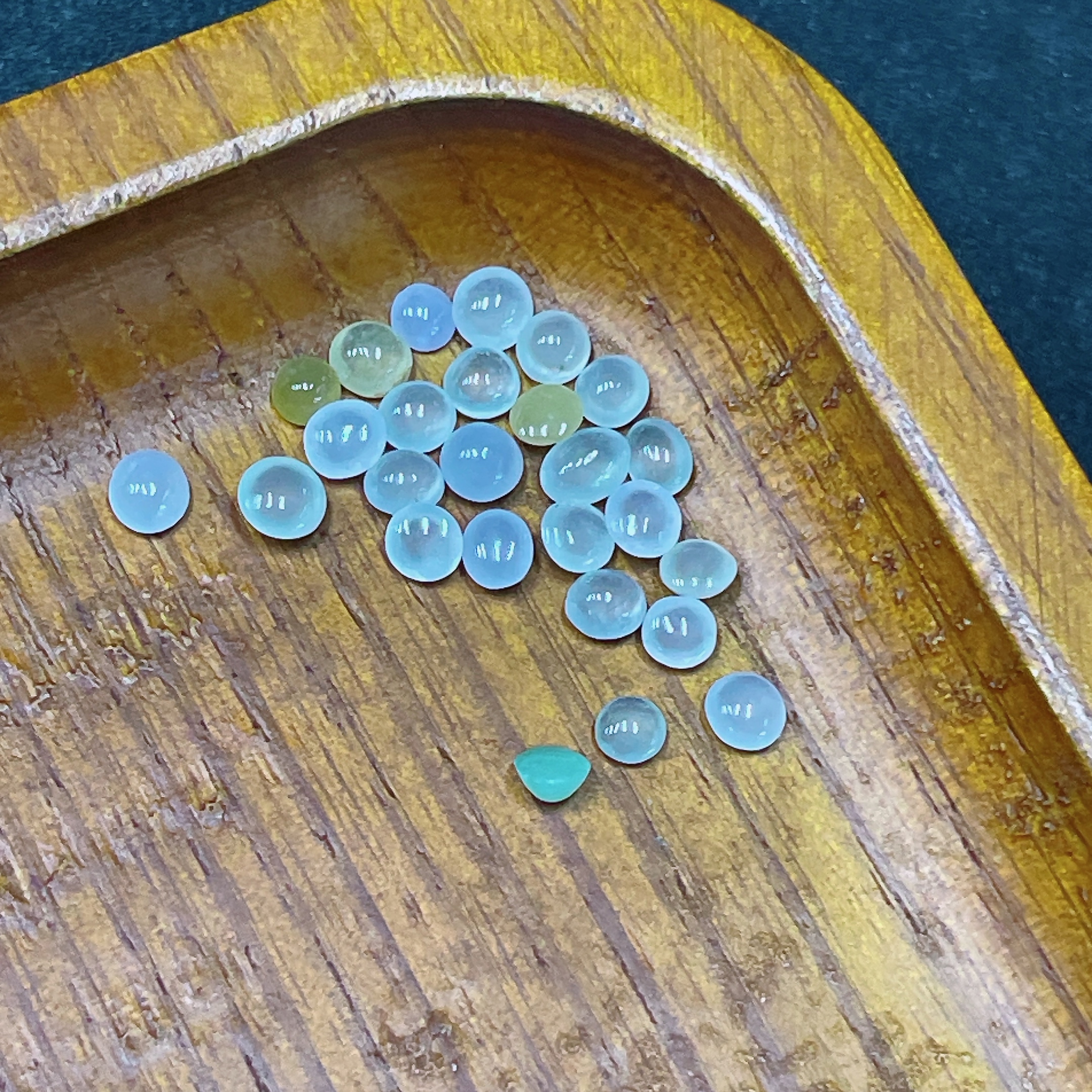 F34983846 Jadeite Cabochon Sell as a Lot Yellow Red Color Origin Undetermined