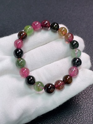 C33869251 Tourmaline Bracelet with Visible Organic Matter, Total Weight Approx. 20.32g, Size ~8.6mm