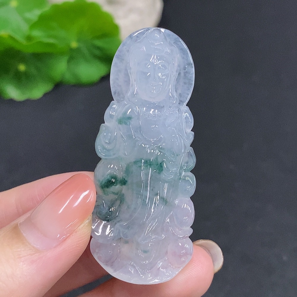 F34060507 Jadeite Guanyin Pendant Total Weight Approx. 22.5g