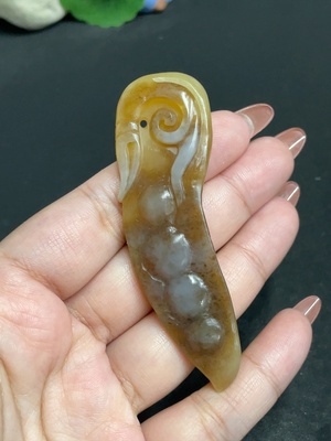 H34011197 Hetian Jade Pendant Fu Dou Total Weight Approx. 24.9g