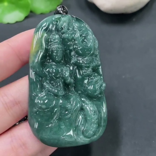 F19078030 Jadeite Dragon Guardian Pendant Total Weight 62.591g