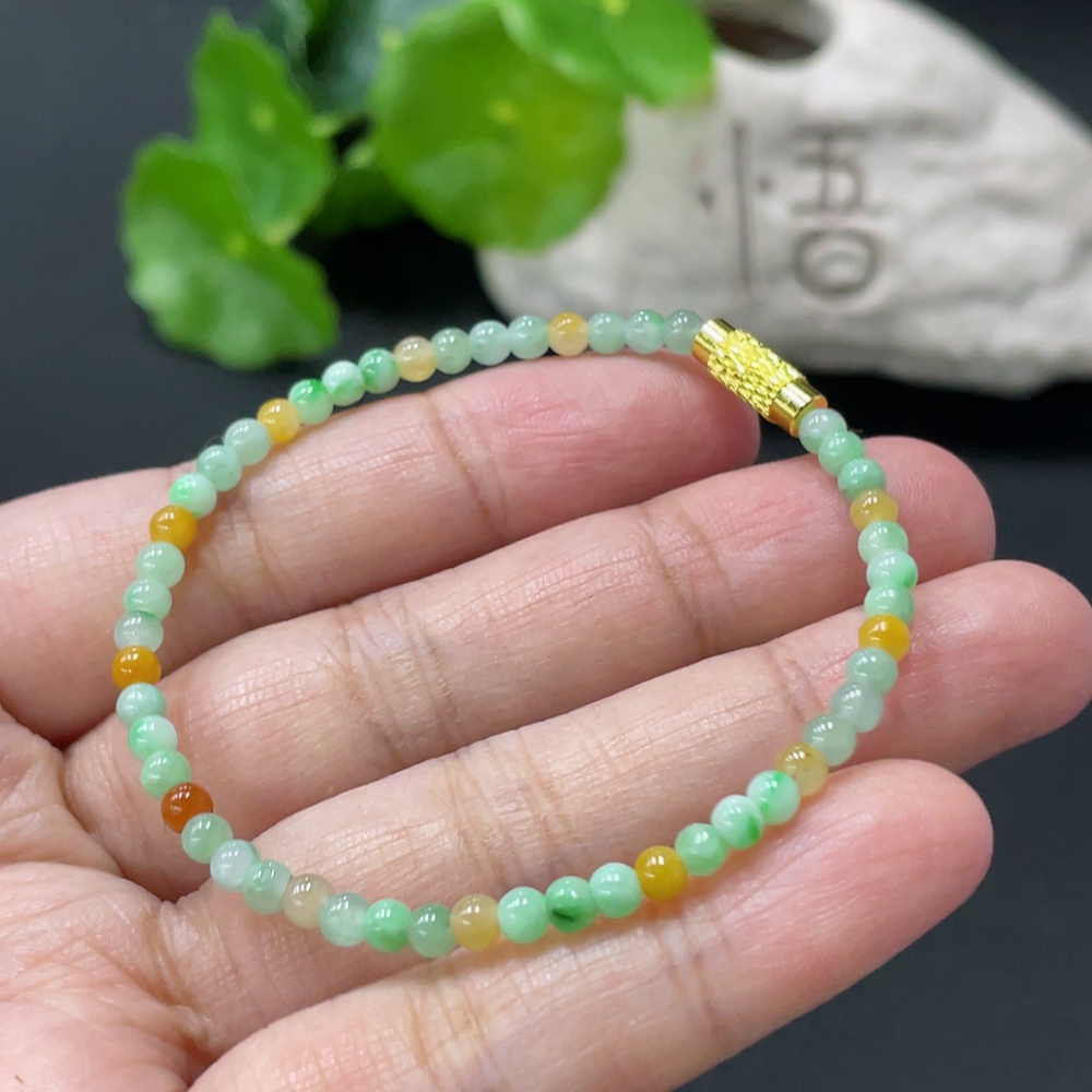 F35080815 Jadeite Bracelet Approx. 3.3mm Non-Gold Clasp Total Weight Approx. 3.8g