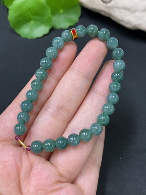 F27123254 Jadeite Bracelet Total Weight Approx.13.04g Oblong Beads 18k Rest Non-Gold Size Approx.6.7mm