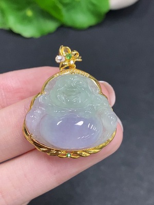 F34002844 Jadeite Buddha Pendant 18k Gold Total Weight Approx. 6g With Diamond Accents (Minimum Side Stones Only)