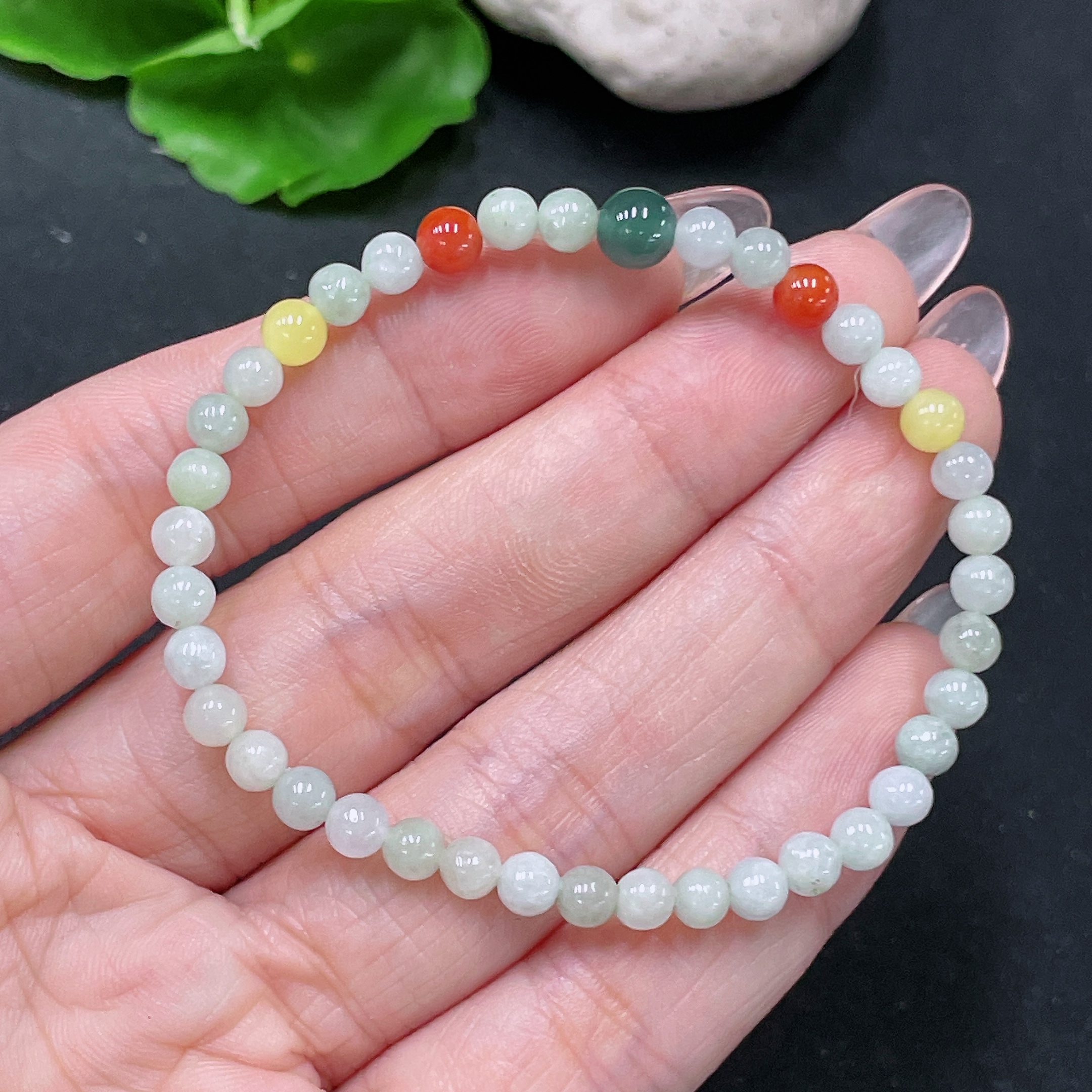 F34021360 Jadeite Bracelet Max. 5.8mm Approx. Total Weight 5.5g With Non-Grade A Beads