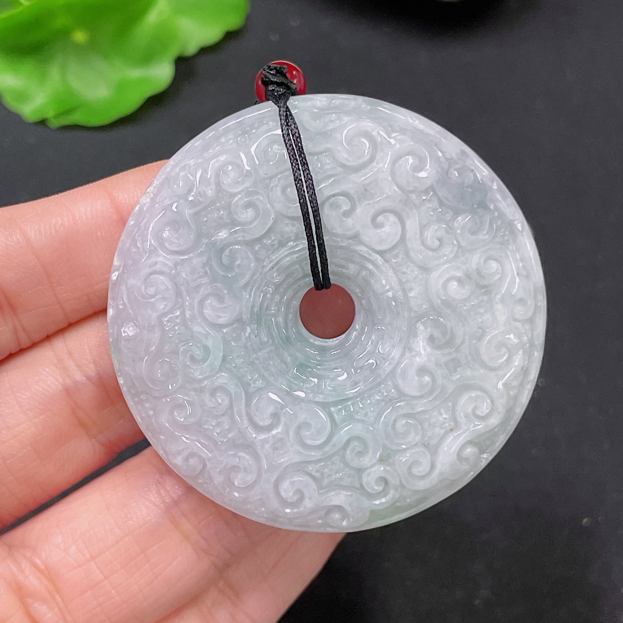 F35105377 Jadeite Pendant Peace Knot with Non-A Beads and Cord Total Weight Approx. 54.85g