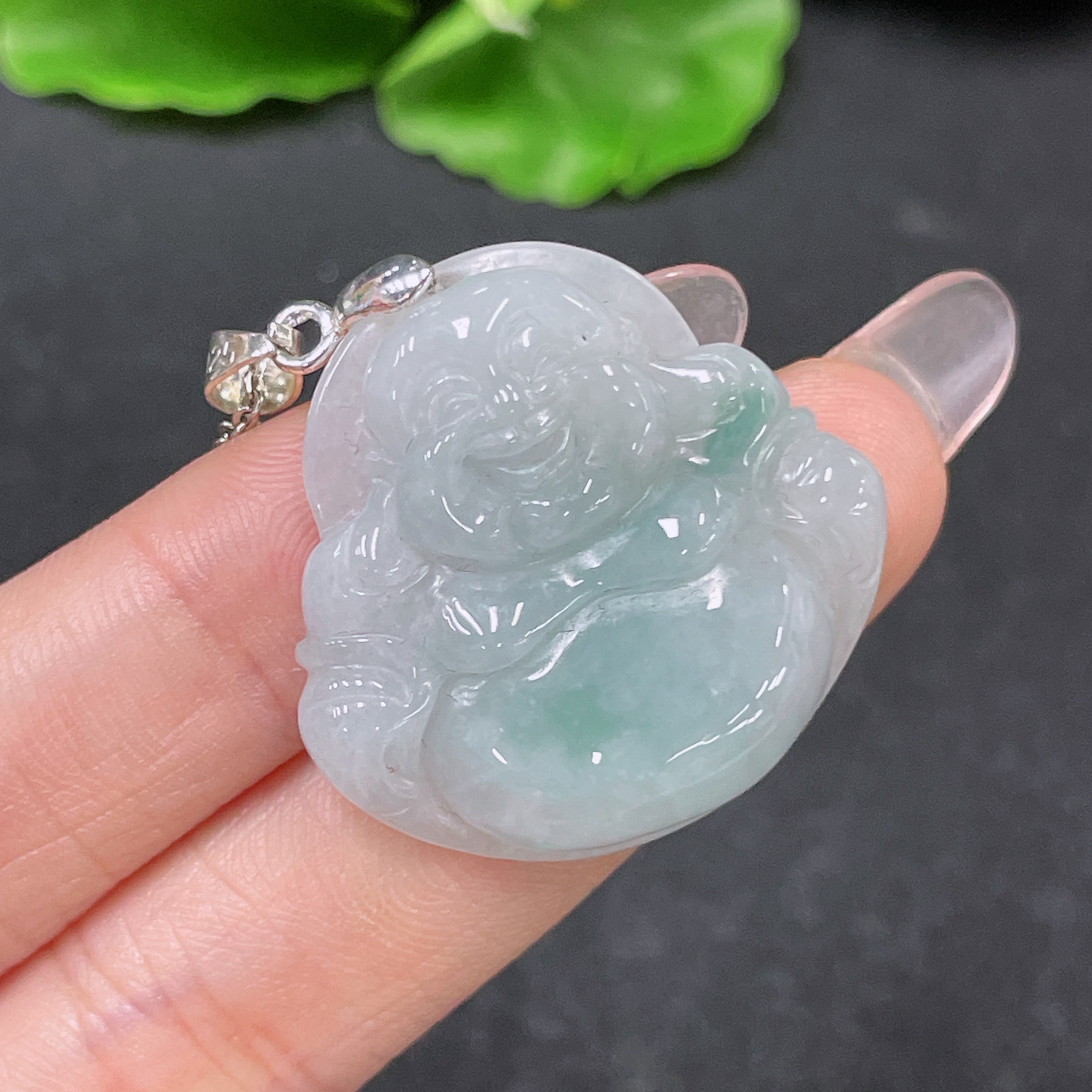 F34047103 Jadeite Pendant Buddha Non-Gold with Chain Total Weight Approx. 11.34g