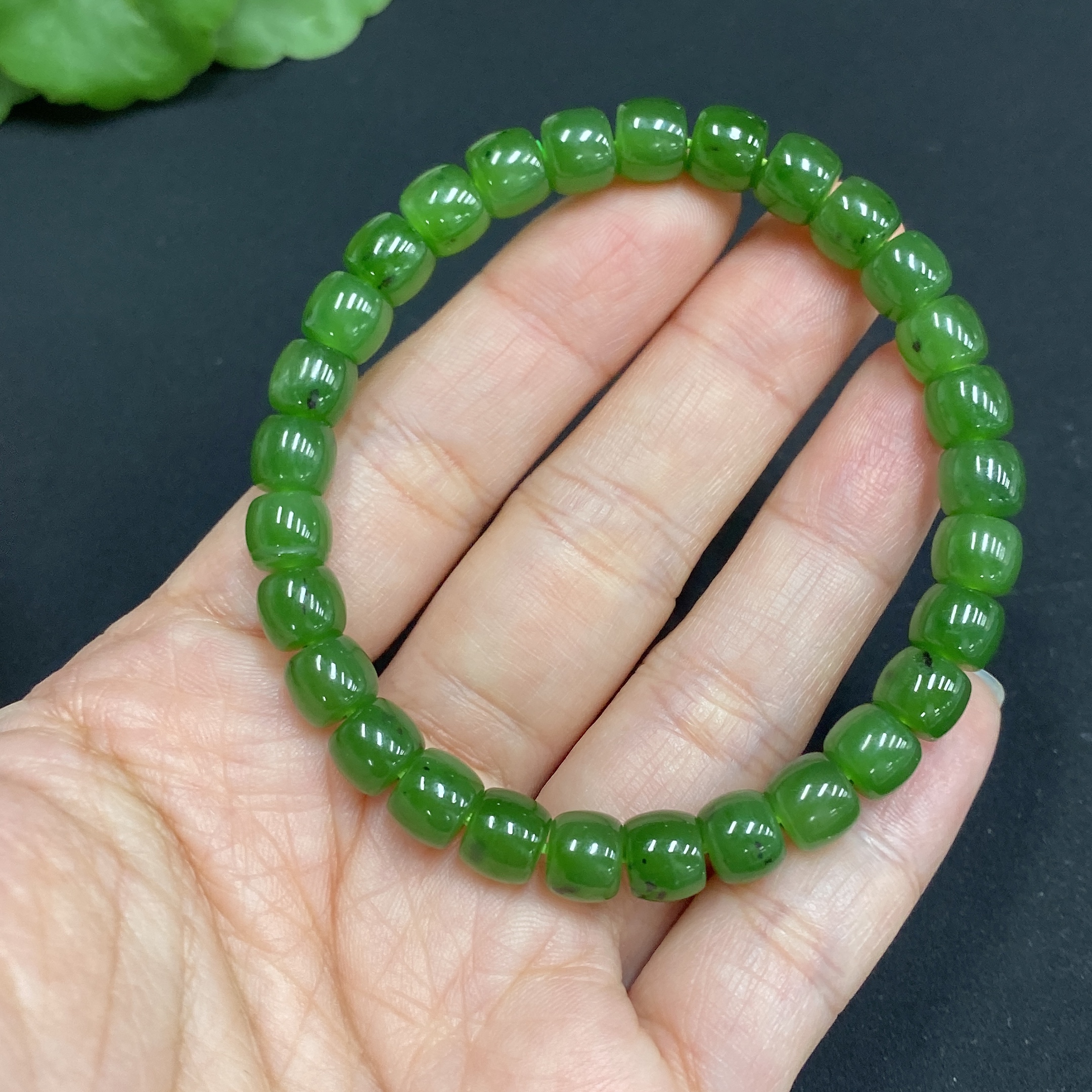 H34985301 Hetian Jade Jasper Bracelet Approx. 6.7mm Total Weight About 16.2g