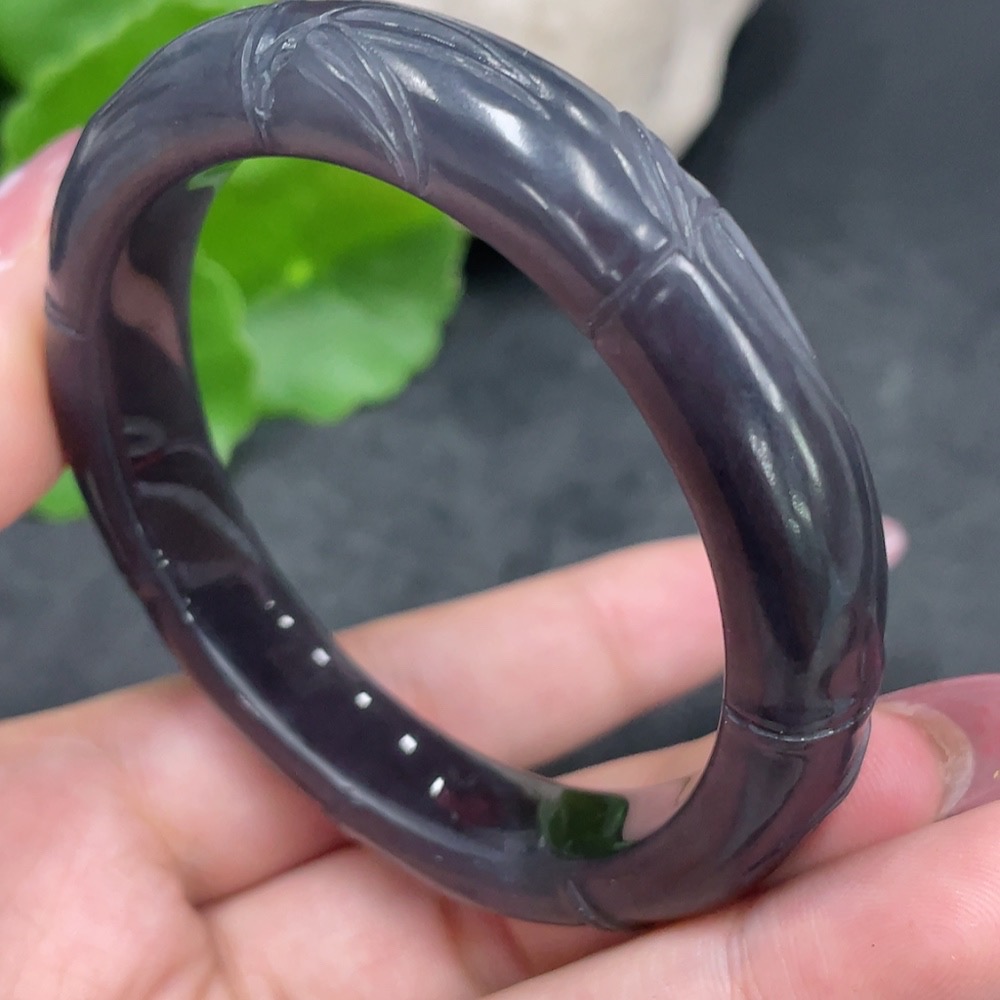 H33884710 Hetian Jade Carved Flower Bracelet Size 52.4 Total Weight Approx. 43.3g