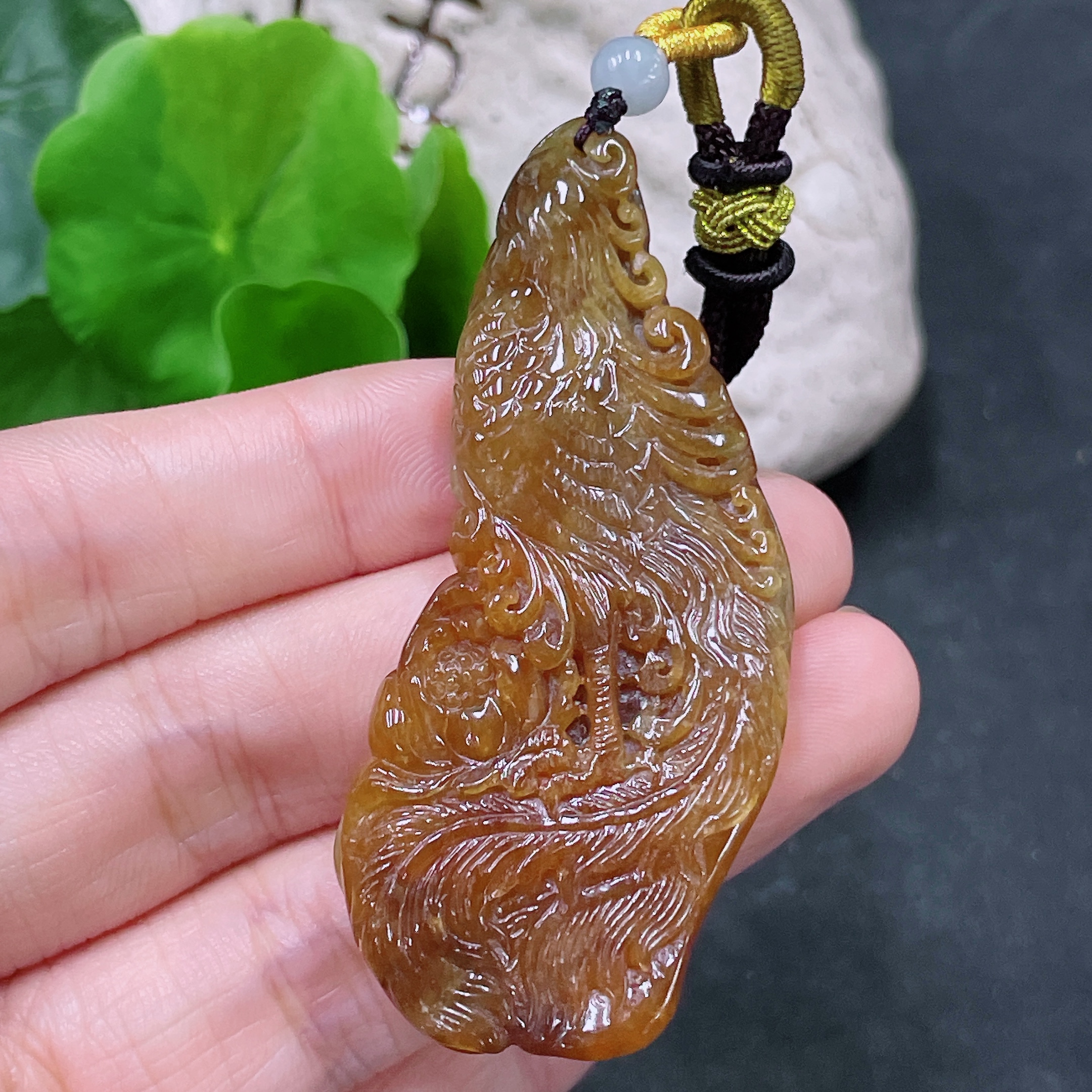 F33838640 Jadeite Pendant, color origin undetermined, total weight including string approx. 25.65g