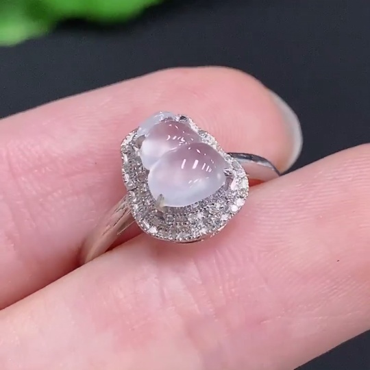 F30543066 Jadeite Gourd Inlaid Ring 18k Gold Total Weight approx.1.8g Size 10 With Diamond