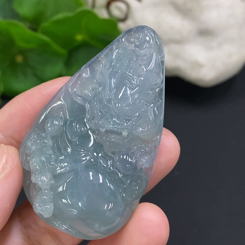 F34070774 Jadeite Pendant Dragon Plaque Total Weight Approx.31.77g