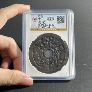 Q41947583 公博评级82分 清代十二生肖背八卦文花钱