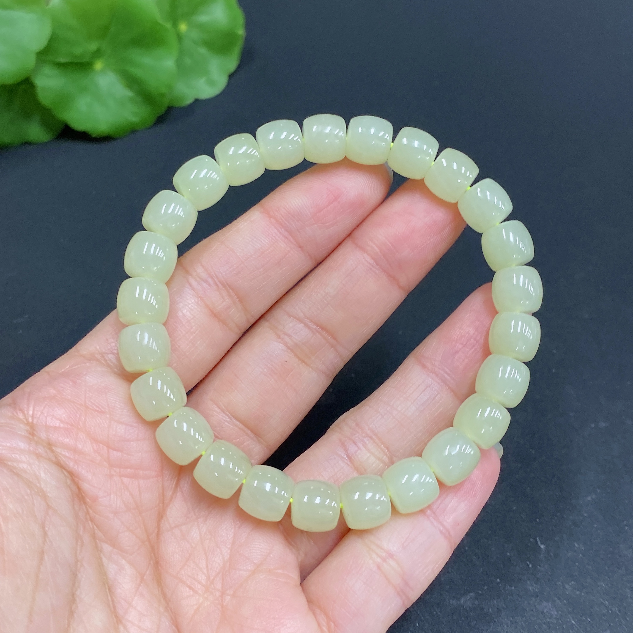 H33902464 Hetian Jade Bracelet Approx.7.8mm Total Weight Approx.21.9g