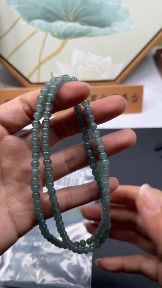 F34074816 Jadeite Bead Necklace Approx. 5mm Total Weight Approx. 23.16g