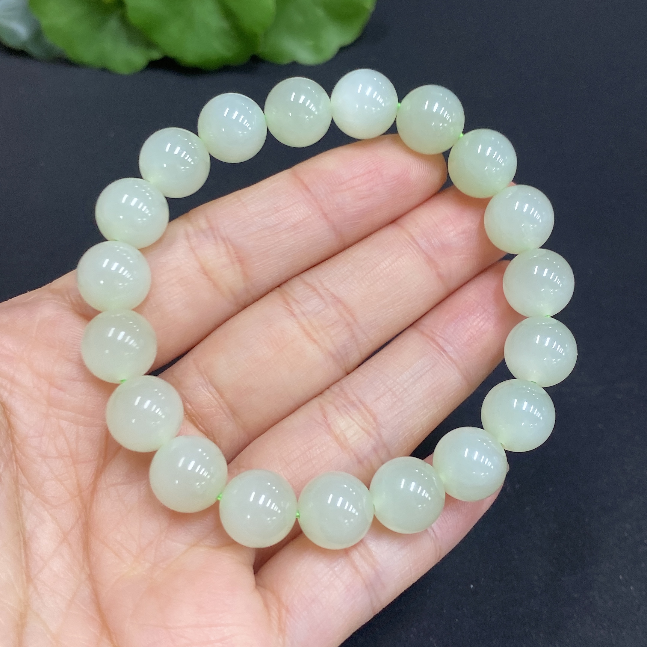H34985559 Hetian Jade Bracelet Approx. 9.6mm Total Weight Approx. 27.3g