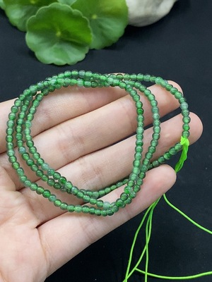 F34996636 Jadeite Bead Necklace Approx. 3mm Total Weight About 7.85g