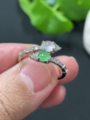 F35146855 Jadeite Cabochon Ring Non-Gold Setting Adjustable Size Total Weight Approx. 1.85g