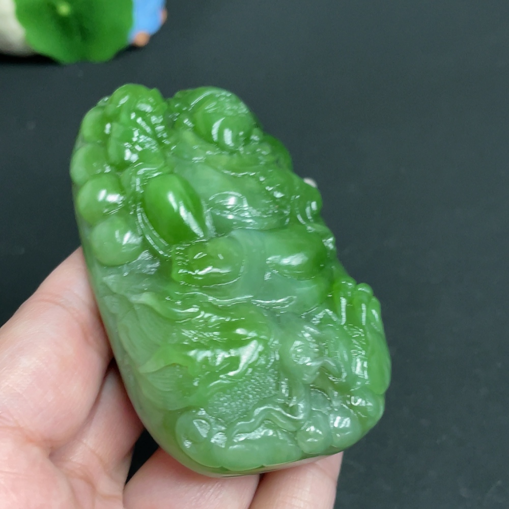 H27082299 Hetian Jade Handheld Piece - God of Wealth, Total Weight Approx. 156.2g