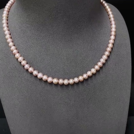 C34007299 Pearl Bead Necklace Non-Gold Total Weight Approx. 22.99g Size 5.5-6.1mm