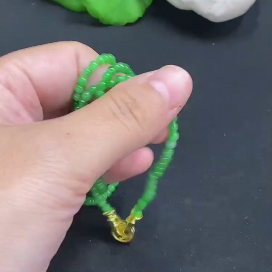 F24831719 Jadeite Bead Necklace Approx. 3mm Non-Gold Total Weight Approx. 10.6g