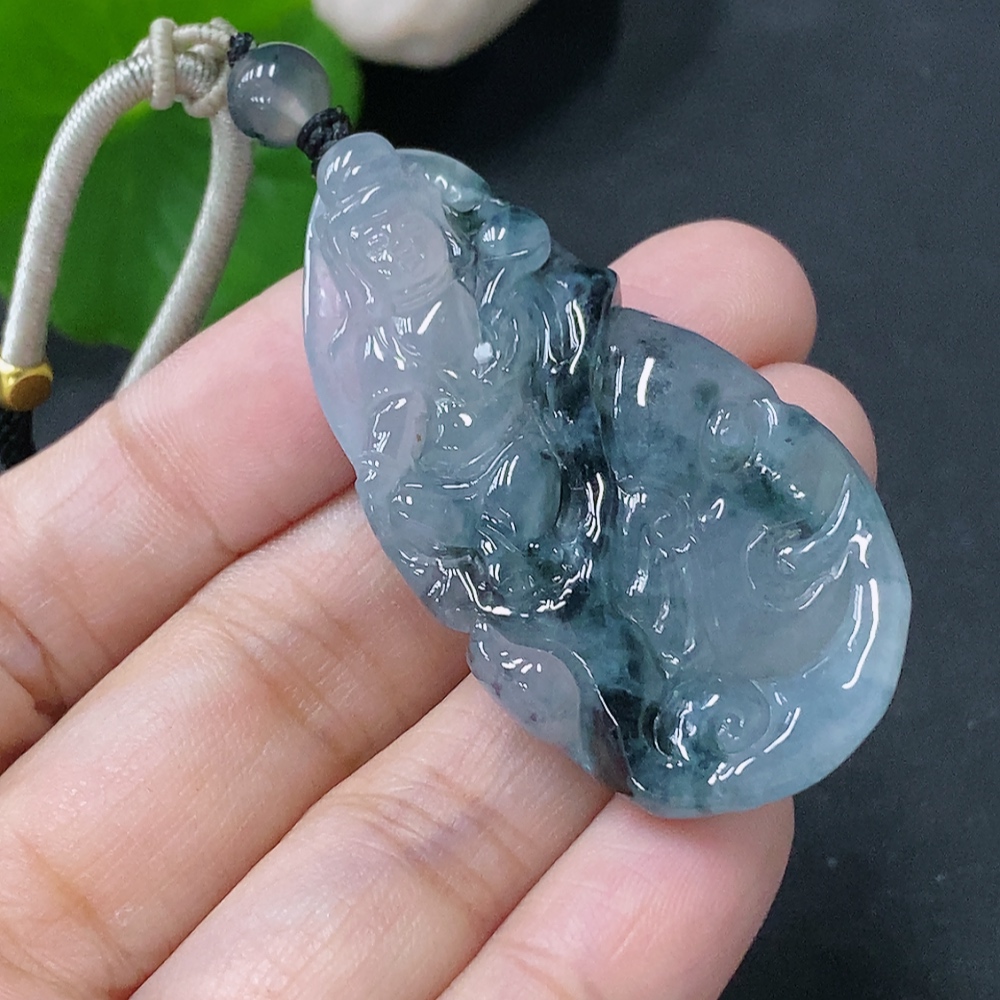 F33849692 Jadeite Pendant of Samantabhadra, Total Weight Approximately 19.65g Including String