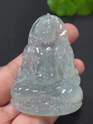 F34057857 Jadeite Guanyin Pendant, total weight approximately 30.18g, with non-A grade beads