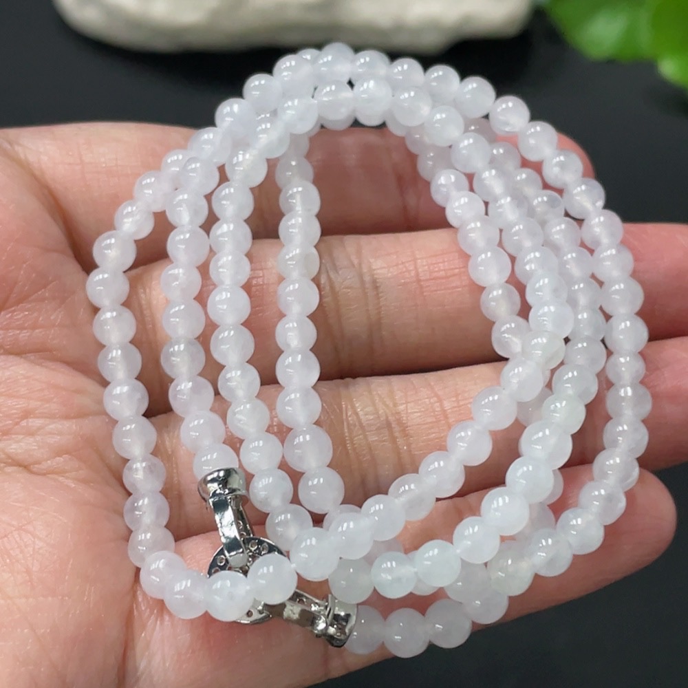 F27071254 Jadeite Bead Necklace Approx. 4.3mm Total Weight About 22.3g Non-Gold Clasp